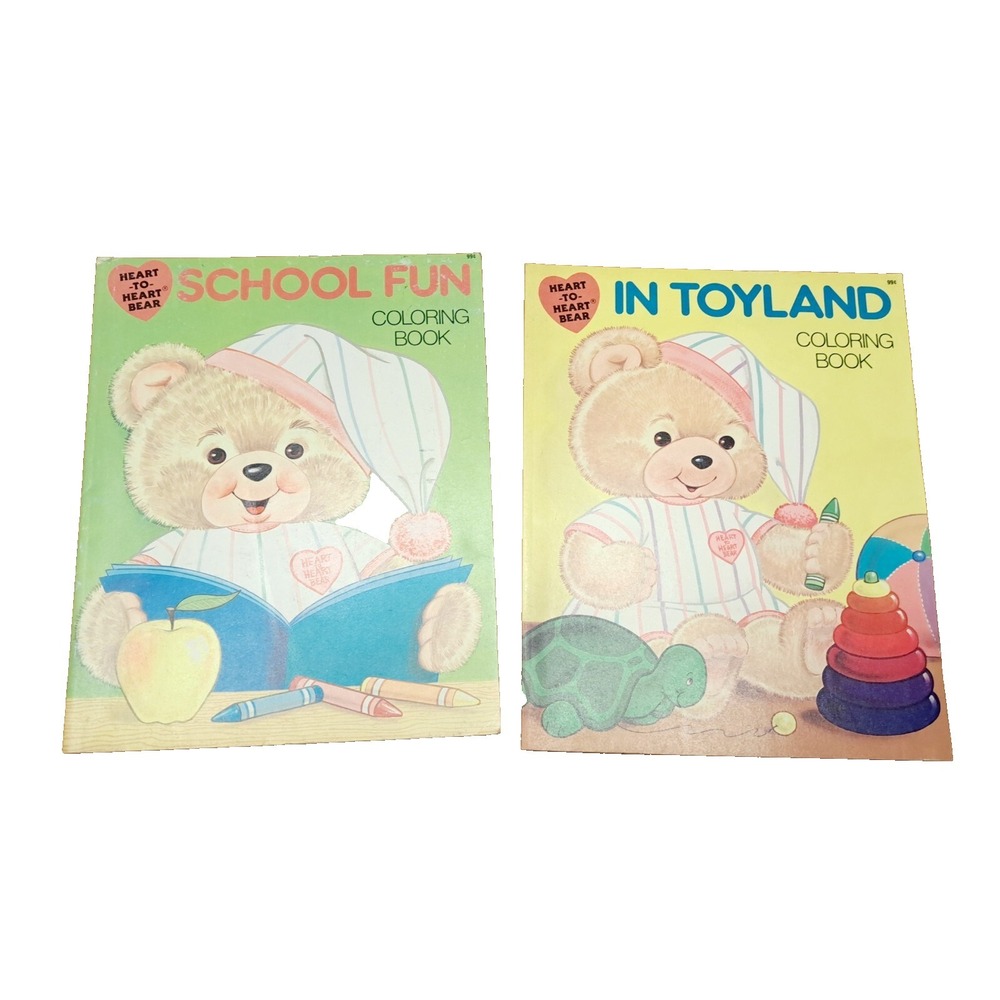 Vintage Sleepy Teddy Bear Coloring Books 80's School Fun & In Toyland‎